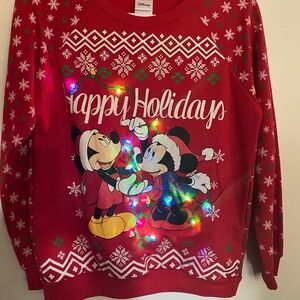 Disney Festive Red Sweater with Mickey and Minnie